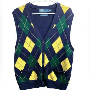 Polo  by Ralph Lauren vintage argyle sweater vest, 85% cotton,15% cashmere